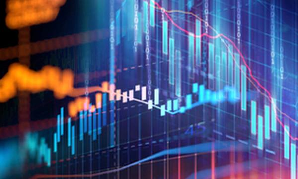 Financial graph on abstract background